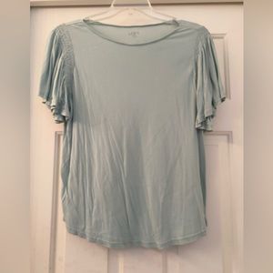 Loft Outlet mint ruffle sleeve top